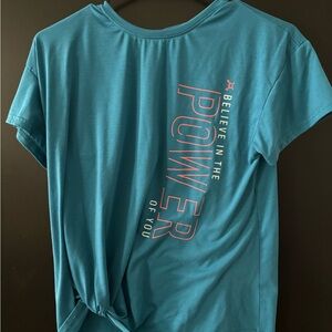 Blue Tie Front Athletic Short Sleeve Tee from Orange Theory